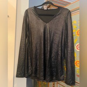 Lola and Sophie, black metallic women’s blouse
